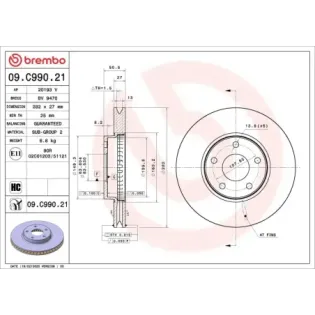 BREMBO 09.C990.21 Disco de freno (Unidad)