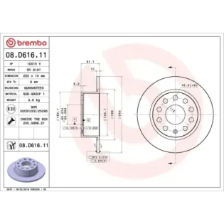 BREMBO 08.D616.11 Disco de freno (Unidad)