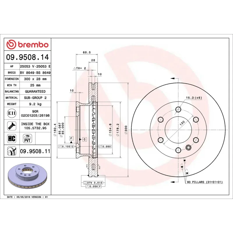 AP 25053E Disco de freno (Unidad)