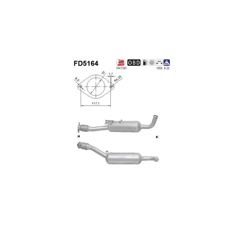 AS FD5164 Filtro hollín/partículas, sistema escape