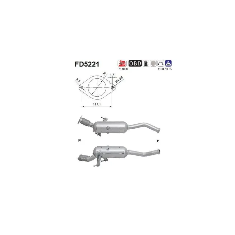 AS FD5221 Filtro hollín/partículas, sistema escape