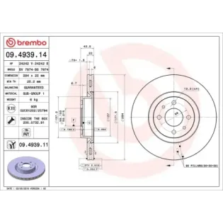 BREMBO 09.4939.14 Disco de freno (Unidad)