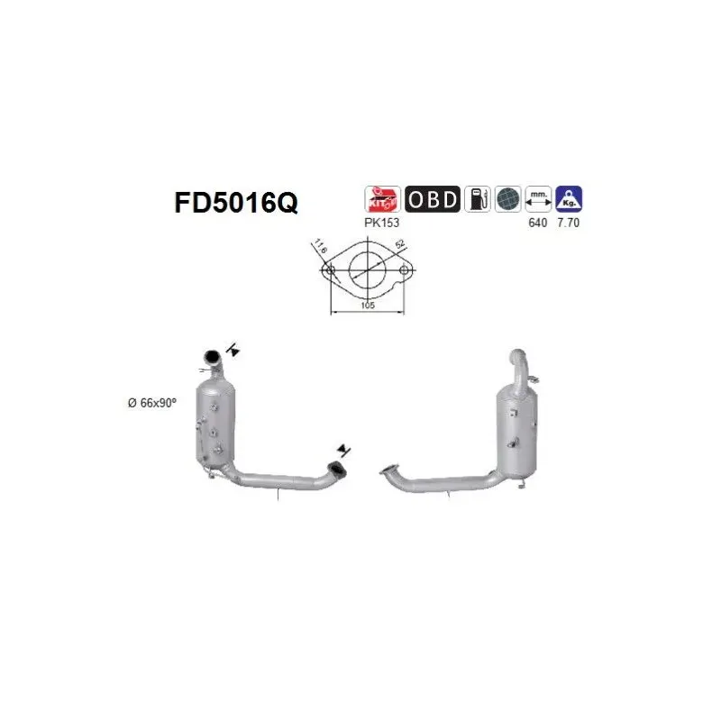 AS FD5016Q Filtro hollín/partículas, sistema escape