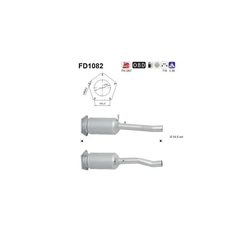 AS FD1082 Filtro hollín/partículas, sistema escape