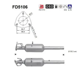 AS FD5106 Filtro hollín/partículas, sistema escape