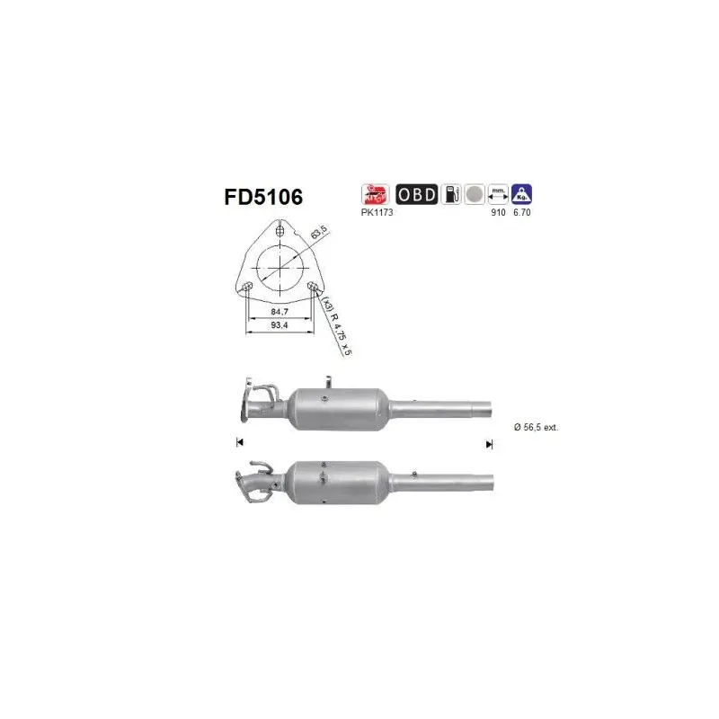 AS FD5106 Filtro hollín/partículas, sistema escape