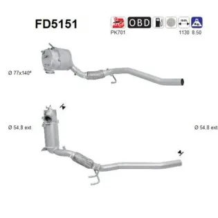 AS FD5151 Filtro hollín/partículas, sistema escape