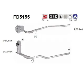 AS FD5155 Filtro hollín/partículas, sistema escape