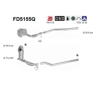 AS FD5155Q Filtro hollín/partículas, sistema escape
