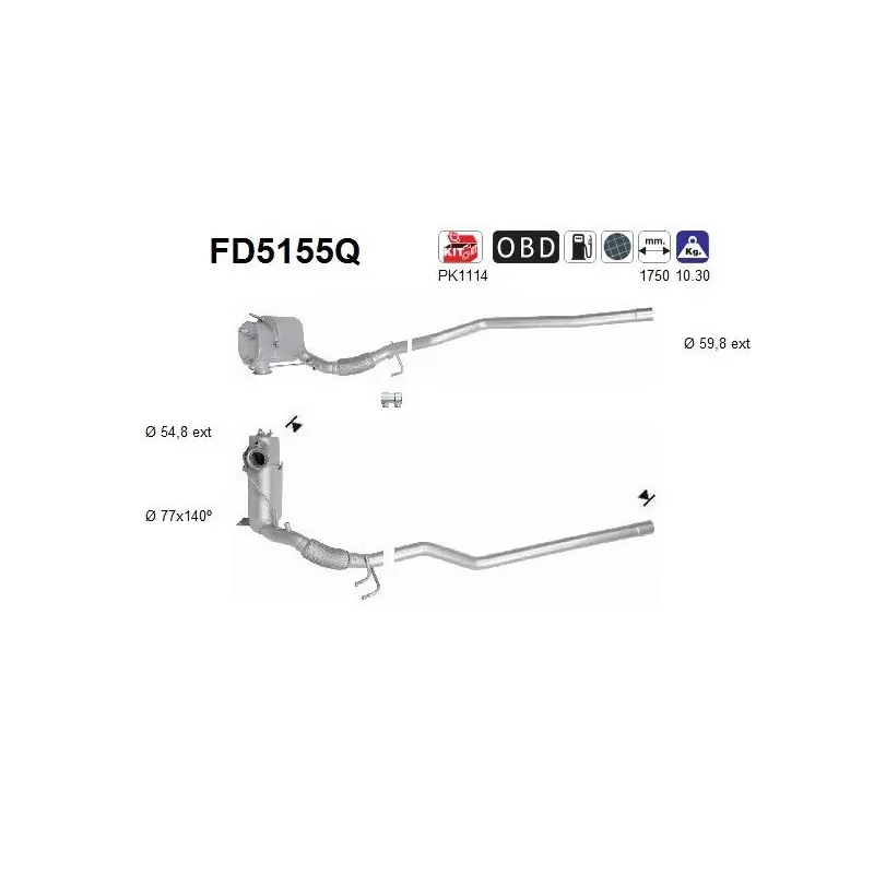 AS FD5155Q Filtro hollín/partículas, sistema escape