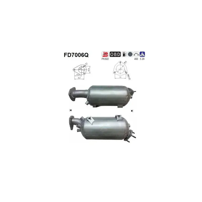AS FD7006Q Filtro hollín/partículas, sistema escape