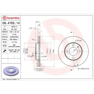 BREMBO 09.4765.14 Disco de freno (Unidad)