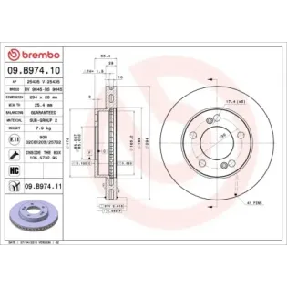 BREMBO 09.B974.10 Disco de freno (Unidad)