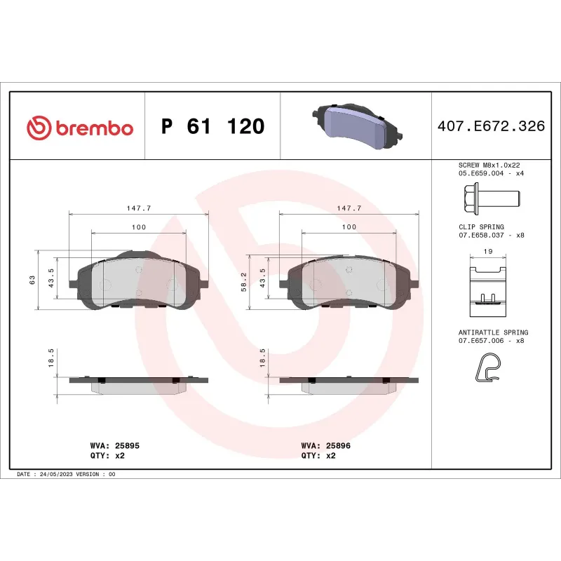 BREMBO P61120 Juego de pastillas de freno