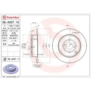 BREMBO 08.A337.10 Disco de freno (Unidad)