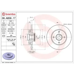 BREMBO 08.A858.17 Disco de freno (Unidad)