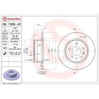 BREMBO 08.1395.40 Disco de freno (Unidad)