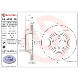 BREMBO 09.A259.10 Disco de freno (Unidad)