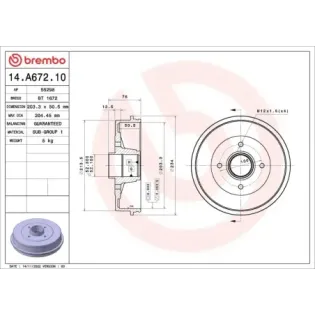 BREMBO 14.A672.10 Tambor de freno
