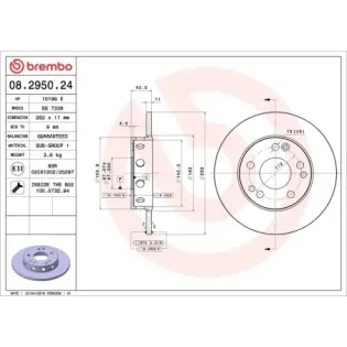 BREMBO 08.2950.24 Disco de freno (Unidad)