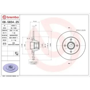 BREMBO 08.5834.25 Disco de freno (Unidad)