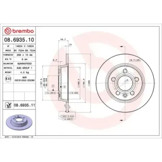 BREMBO 08.6935.10 Disco de freno (Unidad)