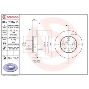 BREMBO 08.7165.14 Disco de freno (Unidad)