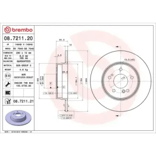 BREMBO 08.7211.20 Disco de freno (Unidad)