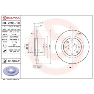 BREMBO 08.7238.10 Disco de freno (Unidad)