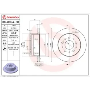 BREMBO 08.8094.30 Disco de freno (Unidad)