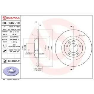 BREMBO 08.8682.10 Disco de freno (Unidad)