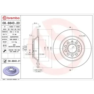 BREMBO 08.8843.20 Disco de freno (Unidad)