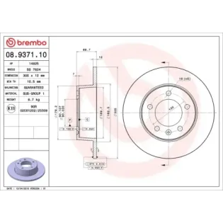 BREMBO 08.9371.10 Disco de freno (Unidad)