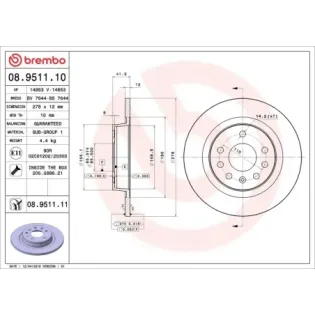 BREMBO 08.9511.10 Disco de freno (Unidad)