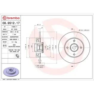 BREMBO 08.9512.17 Disco de freno (Unidad)