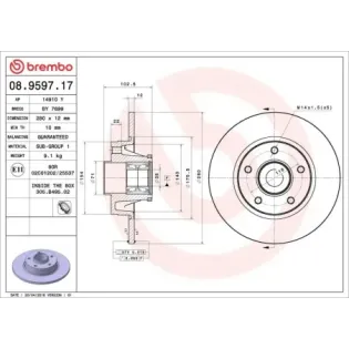 BREMBO 08.9597.17 Disco de freno (Unidad)
