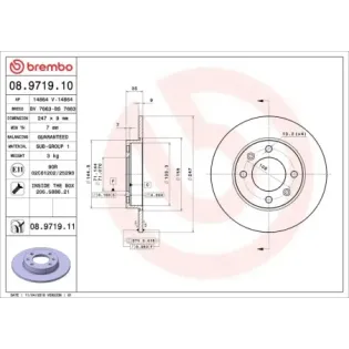 BREMBO 08.9719.10 Disco de freno (Unidad)