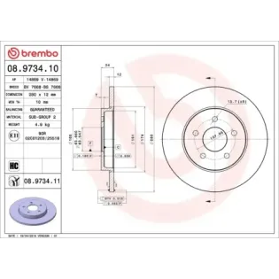 BREMBO 08.9734.10 Disco de freno (Unidad)