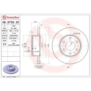 BREMBO 08.9759.20 Disco de freno (Unidad)