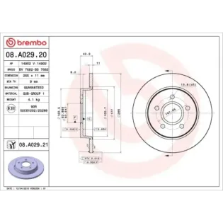 BREMBO 08.A029.20 Disco de freno (Unidad)