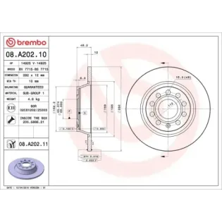 BREMBO 08.A202.10 Disco de freno (Unidad)