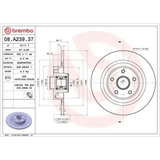 BREMBO 08.A239.37 Disco de freno (Unidad)