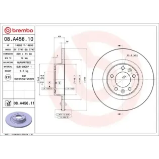 BREMBO 08.A456.10 Disco de freno (Unidad)