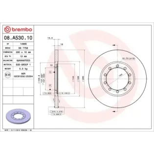 BREMBO 08.A530.10 Disco de freno (Unidad)