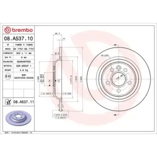 BREMBO 08.A537.10 Disco de freno (Unidad)