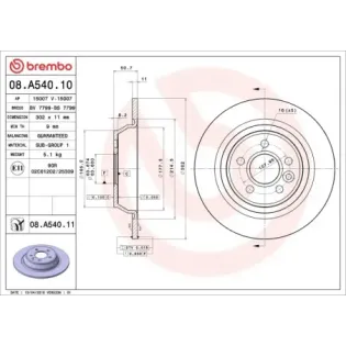 BREMBO 08.A540.10 Disco de freno (Unidad)