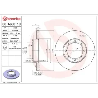 BREMBO 08.A650.10 Disco de freno (Unidad)