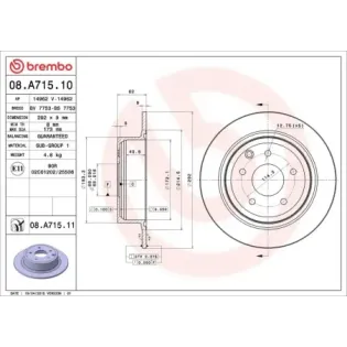 BREMBO 08.A715.10 Disco de freno (Unidad)