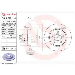 BREMBO 08.A725.10 Disco de freno (Unidad)
