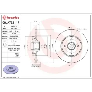 BREMBO 08.A729.17 Disco de freno (Unidad)